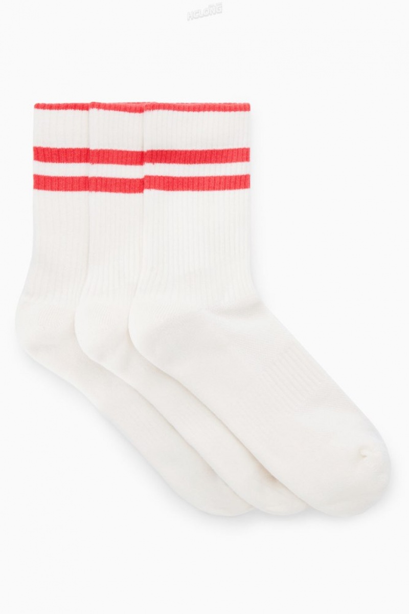 COS 3-Pack Ribbed Sports Socks Men's Socks Black / Striped | JL12-A3LG