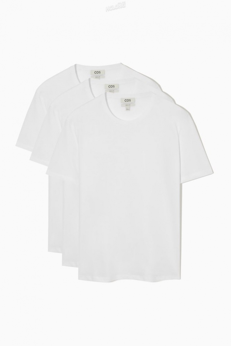 COS 3-Pack The Extra Fine T-Shirts Men's T-shirts White | MR23-T5NH