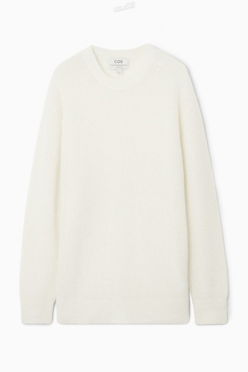 COS Alpaca-Blend Crew-Neck Jumper Men's Knitwear Off-White | KX92-N9QH