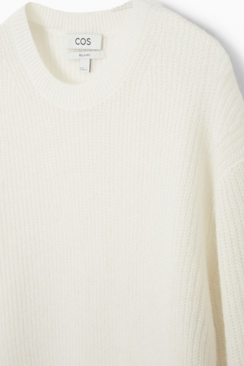 COS Alpaca-Blend Crew-Neck Jumper Men's Knitwear Off-White | KX92-N9QH