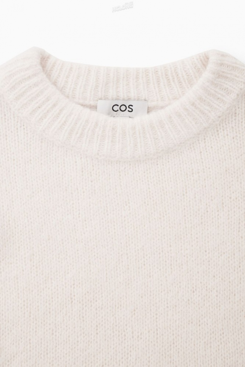 COS Alpaca-Blend Crew-Neck Jumper Women's Knitwear & Cardigans White | KH66-G3IL