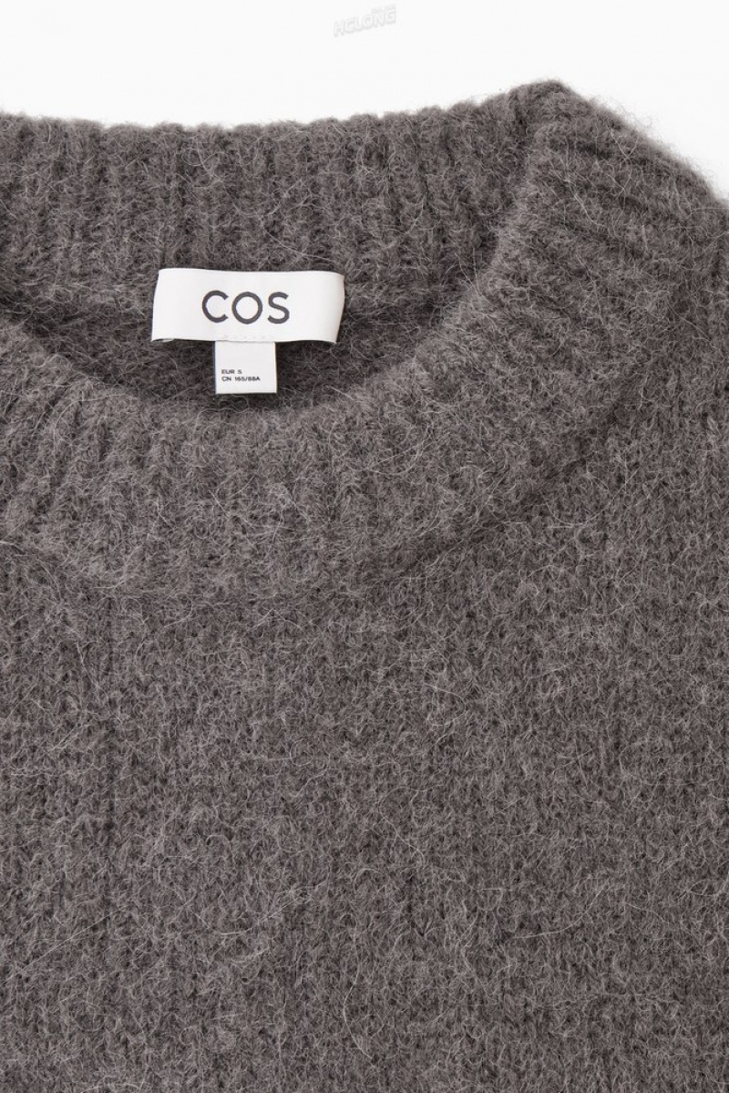 COS Alpaca-Blend Crew-Neck Jumper Women's Knitwear & Cardigans White | GT33-W8YB