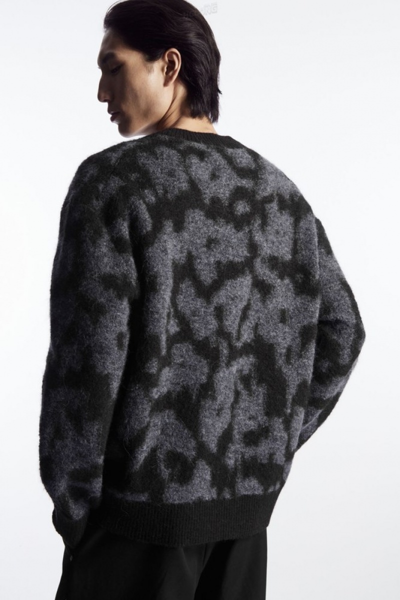 COS Animal-Jacquard Alpaca-Blend Jumper Men's Sweaters & Cardigans Dark Brown / Grey | TN47-C5HH