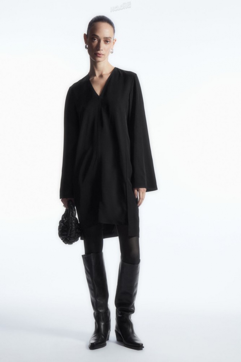 COS Asymmetric Tunic Dress Women's Dresses Black | HE06-J2FJ