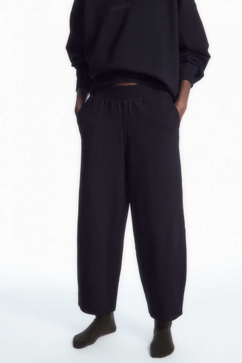 COS Barrel-Leg Jersey Joggers Women's Trousers Navy | EX51-M8JB