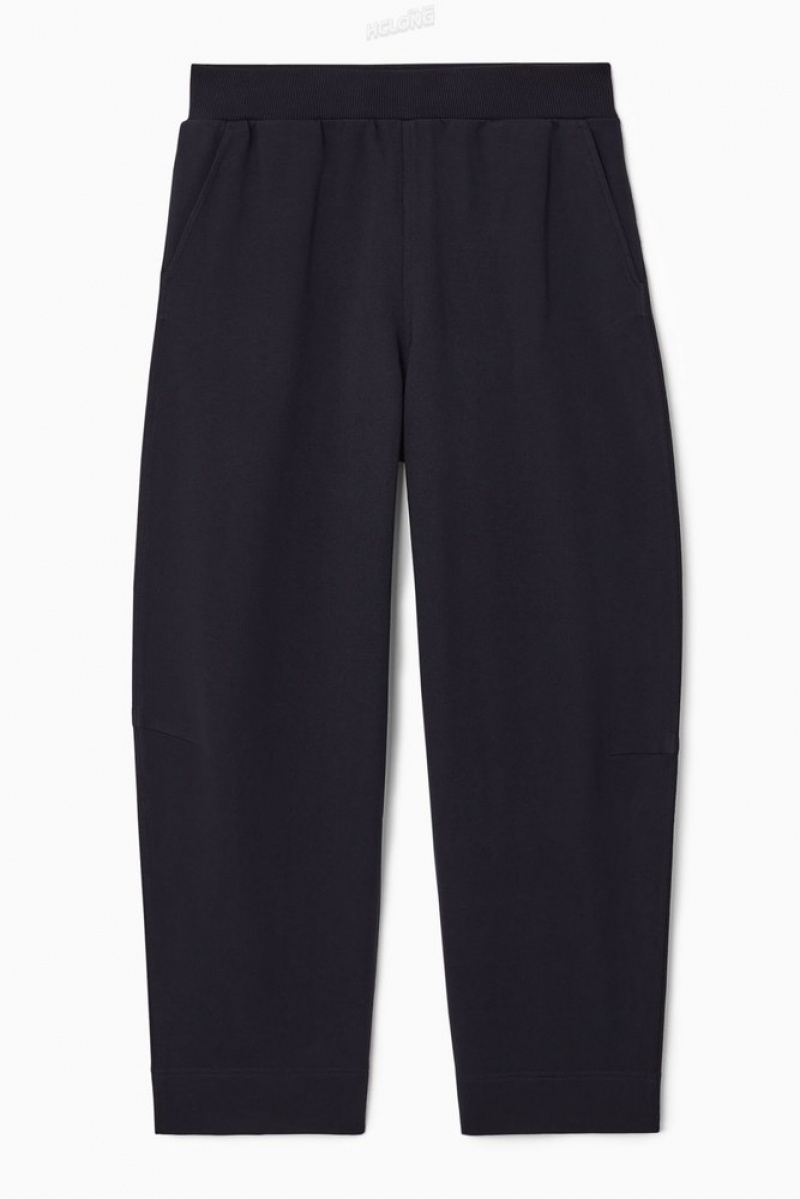 COS Barrel-Leg Jersey Joggers Women's Trousers Navy | EX51-M8JB