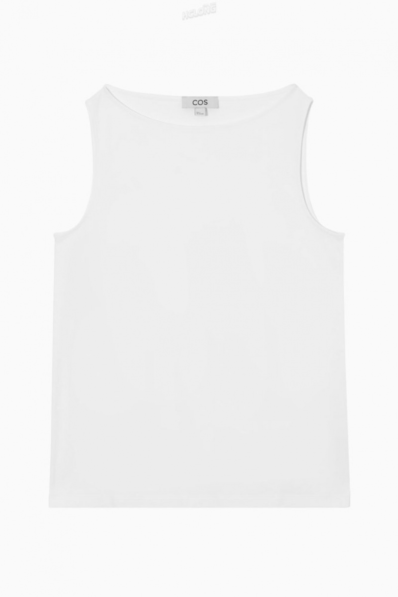 COS Boat-Neck Tank Top Women's Tops Black | WY16-G5UB