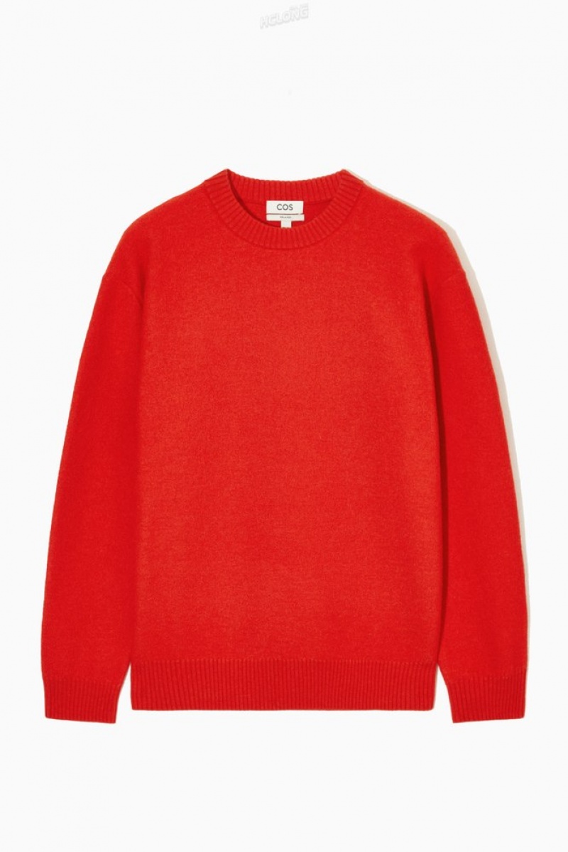 COS Boiled-Wool Crew-Neck Jumper Men's Knitwear Navy | GJ06-E9XE