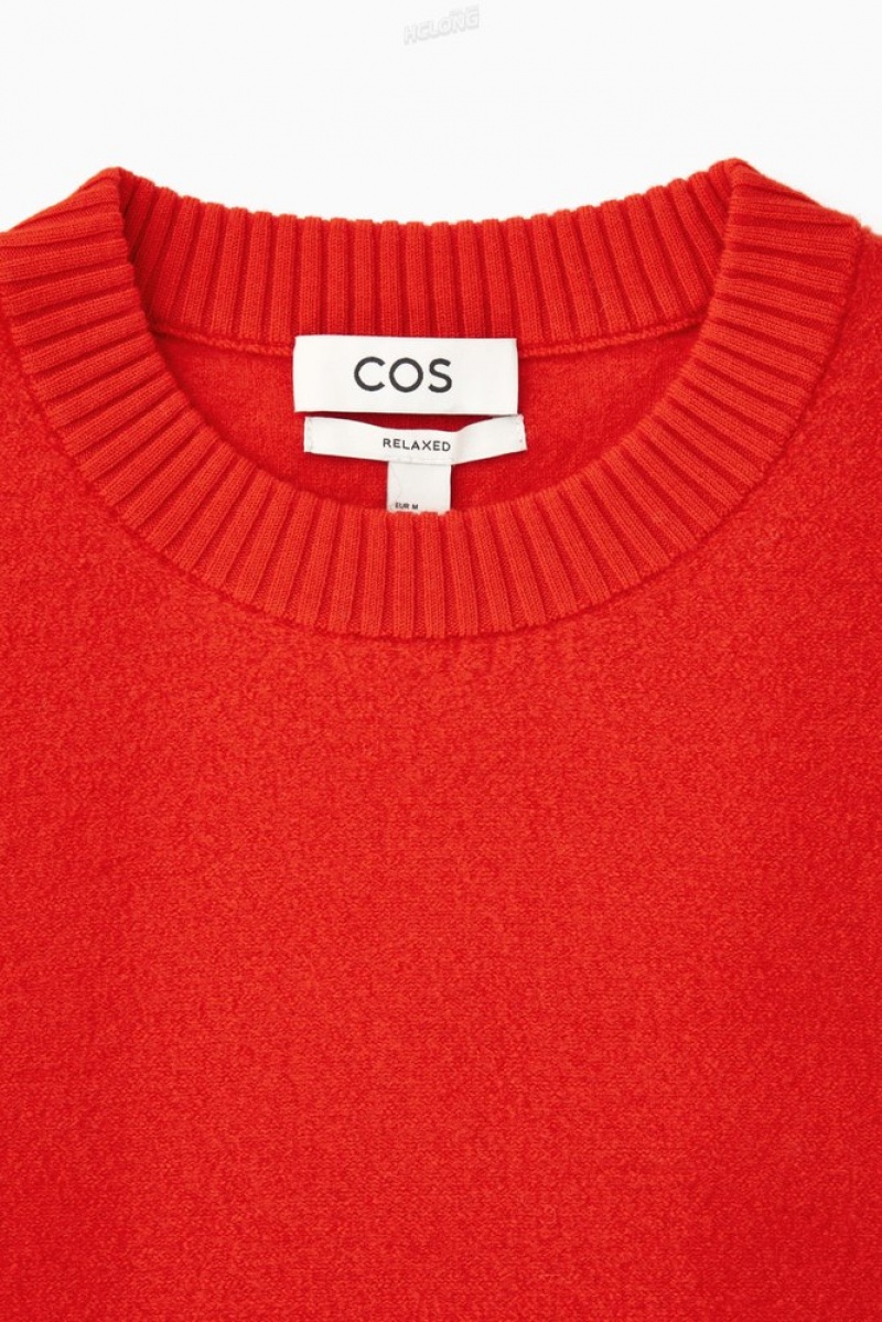 COS Boiled-Wool Crew-Neck Sweater Men's Sweaters & Cardigans Navy | DG03-M4HP