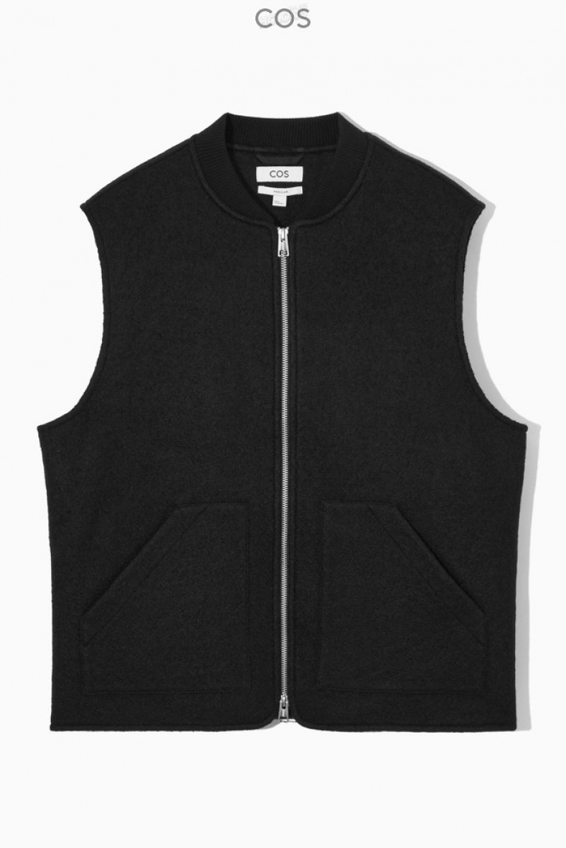 COS Boiled-Wool Gilet Men's Coats & Jackets Black | IC64-R2OF