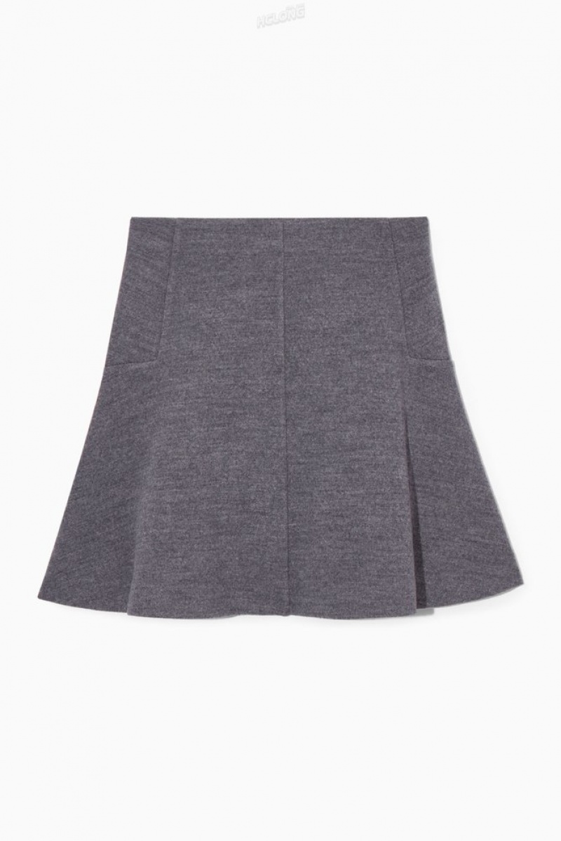 COS Boiled-Wool Mini Skirt Women's Skirts Grey MéLange | KT61-K6VN