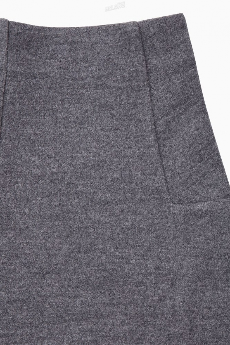 COS Boiled-Wool Mini Skirt Women's Skirts Grey MéLange | KT61-K6VN