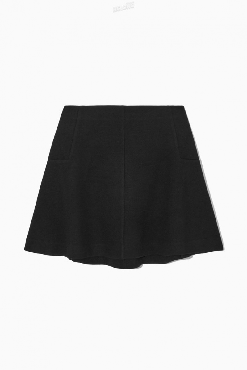 COS Boiled-Wool Mini Skirt Women's Skirts Black | PL84-Q5NW