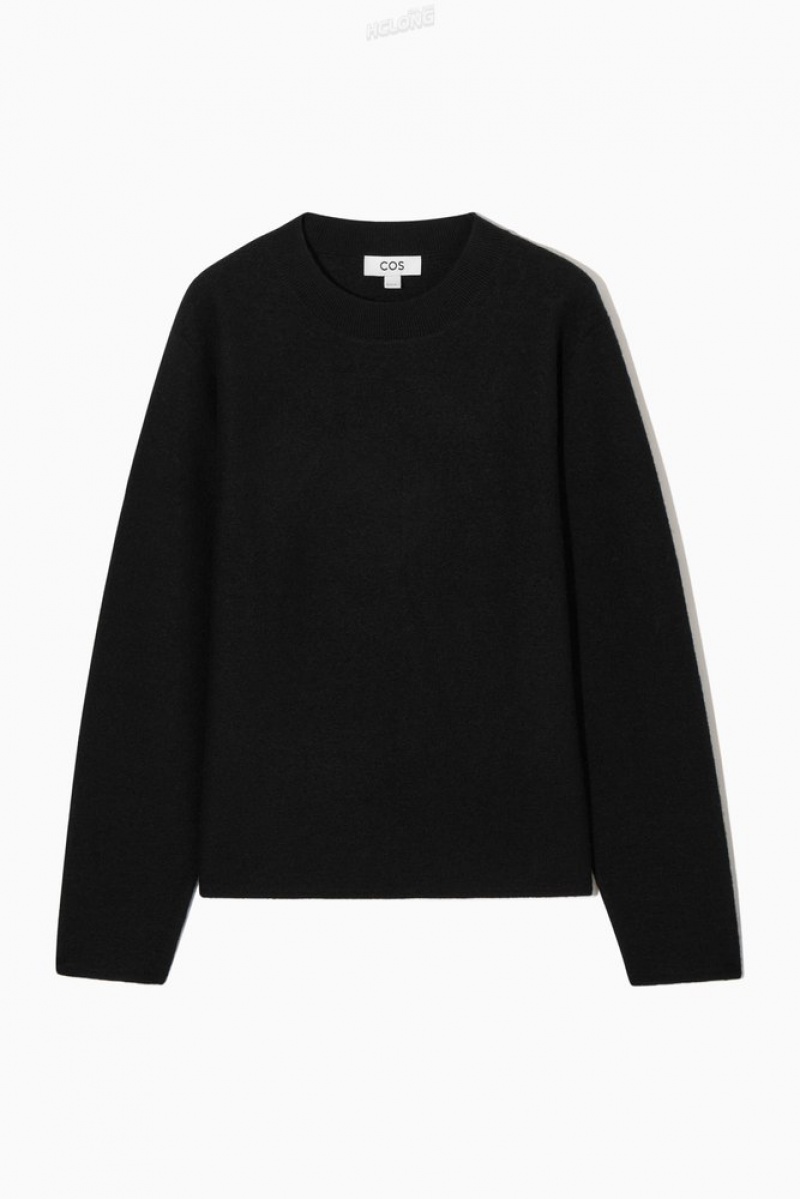 COS Boiled Merino Wool Jumper Women's Tops Dark Navy | PI79-O3LC