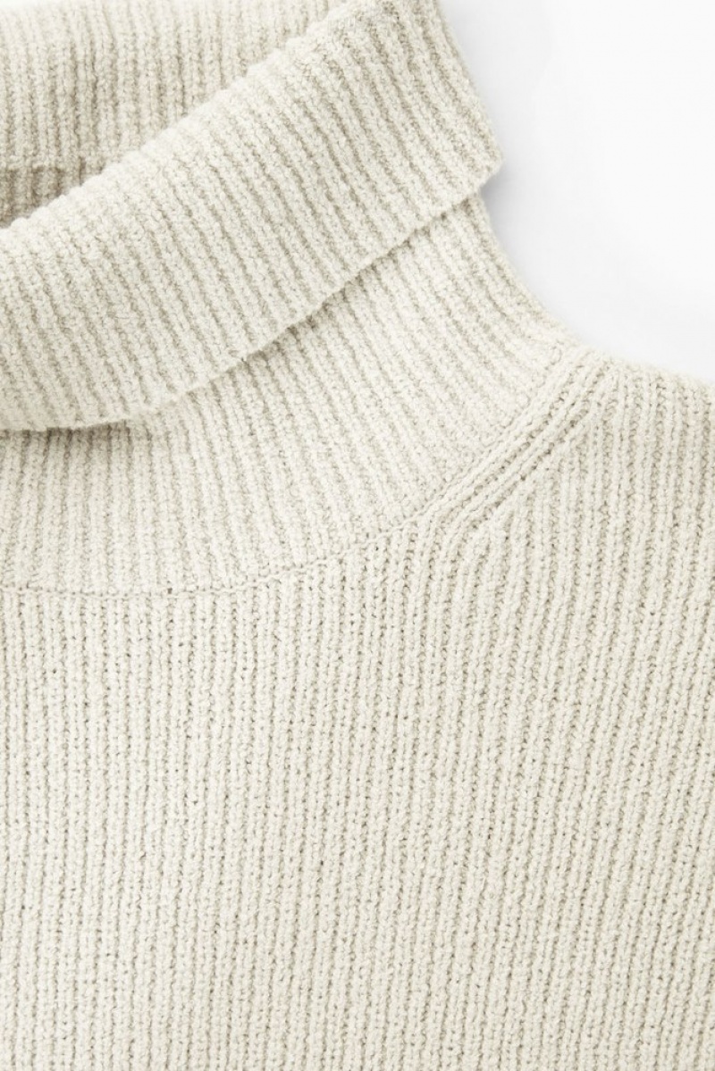 COS Bouclé-Knit Roll-Neck Jumper Men's Knitwear Stone | PK90-H4RQ