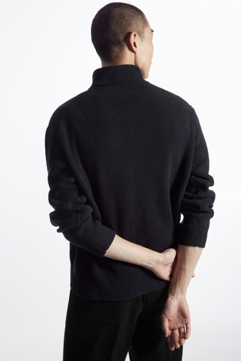 COS Bouclé-Knit Roll-Neck Jumper Men's Knitwear Stone | FO60-Z1YX