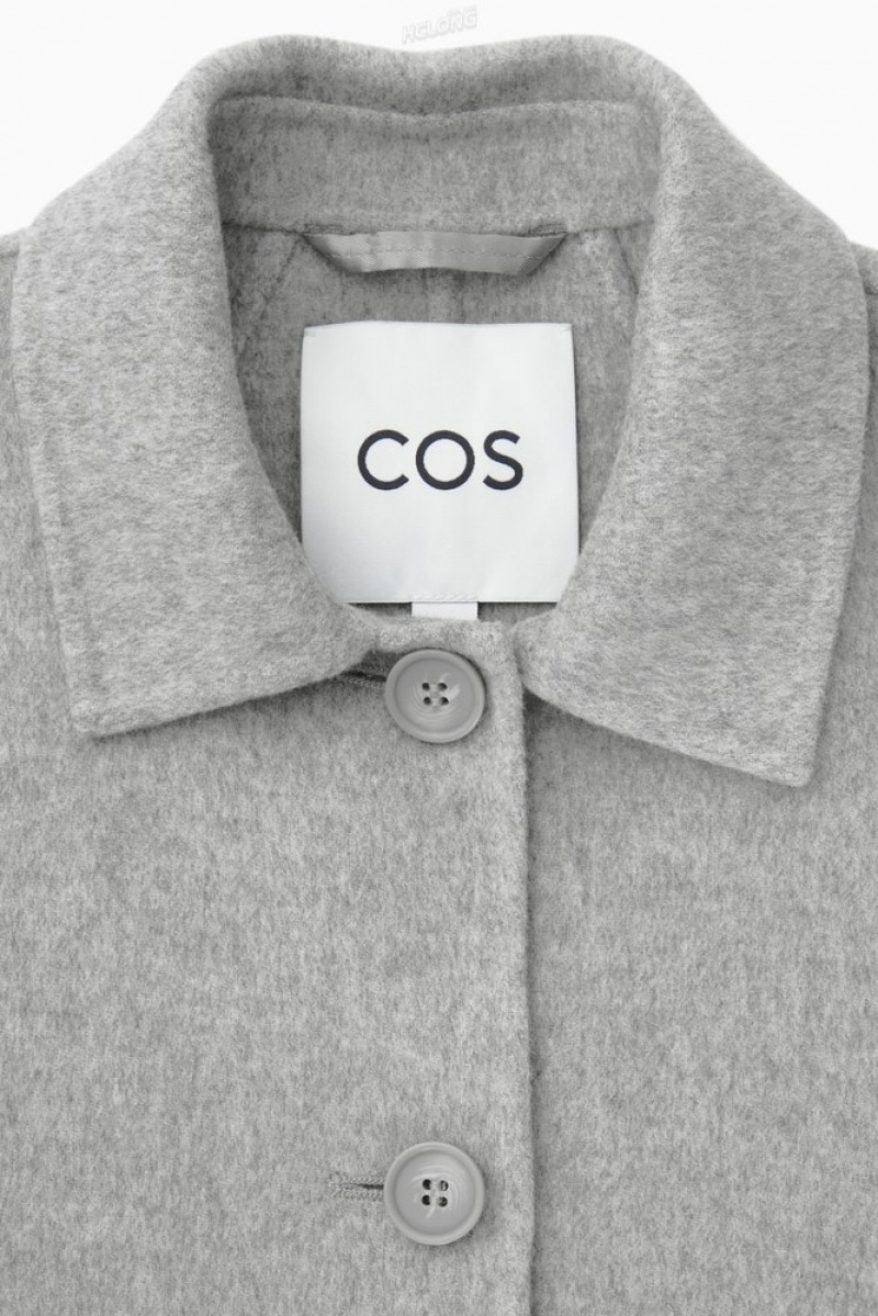 COS Boxy Double-Faced Wool Jacket Women's Coats & Jackets Light Grey | DT94-G6NE