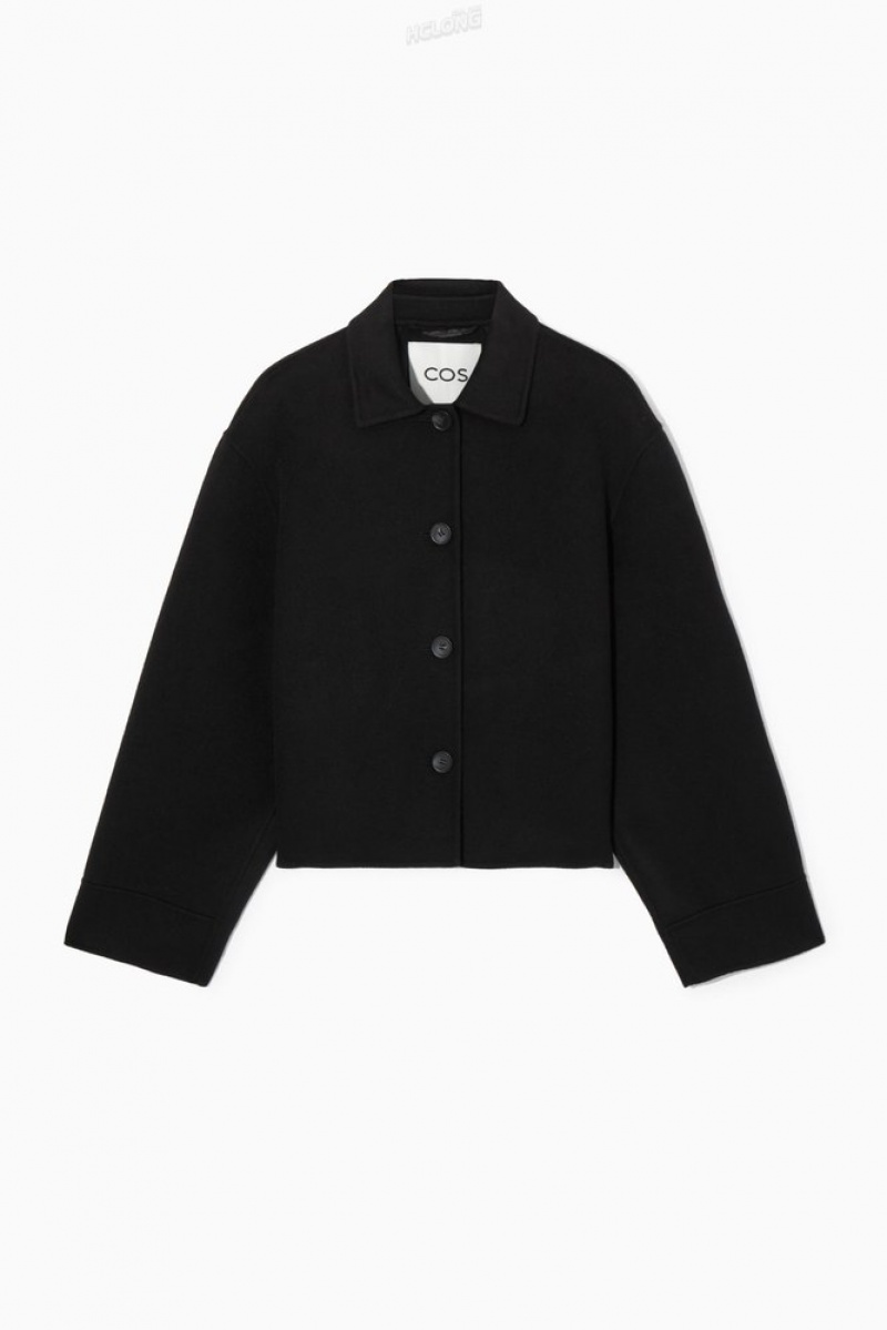 COS Boxy Double-Faced Wool Jacket Women's Coats & Jackets Black | MF97-J7PA