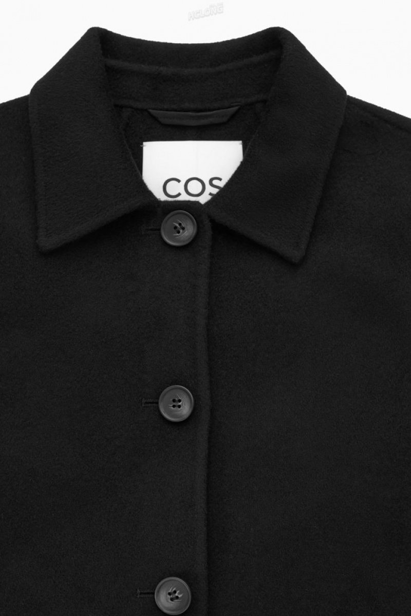 COS Boxy Double-Faced Wool Jacket Women's Coats & Jackets Black | MF97-J7PA