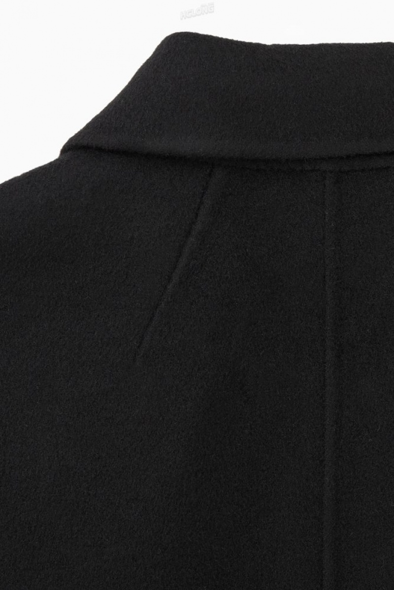 COS Boxy Double-Faced Wool Jacket Women's Coats & Jackets Black | MF97-J7PA