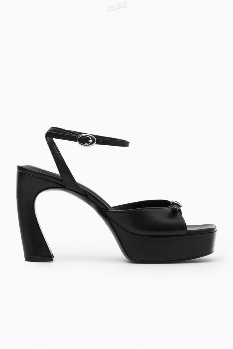 COS Buckled Platform Sandals Women's Sandals Black | KL38-M5MI