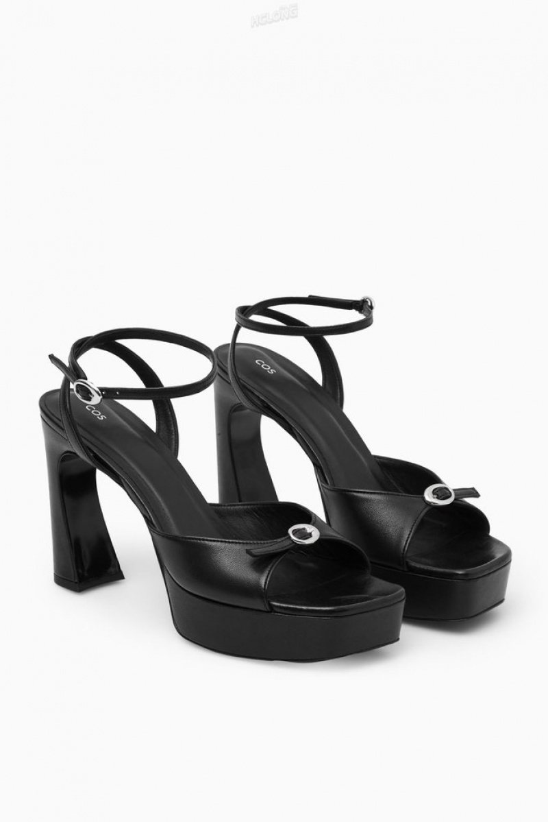 COS Buckled Platform Sandals Women's Sandals Black | KL38-M5MI