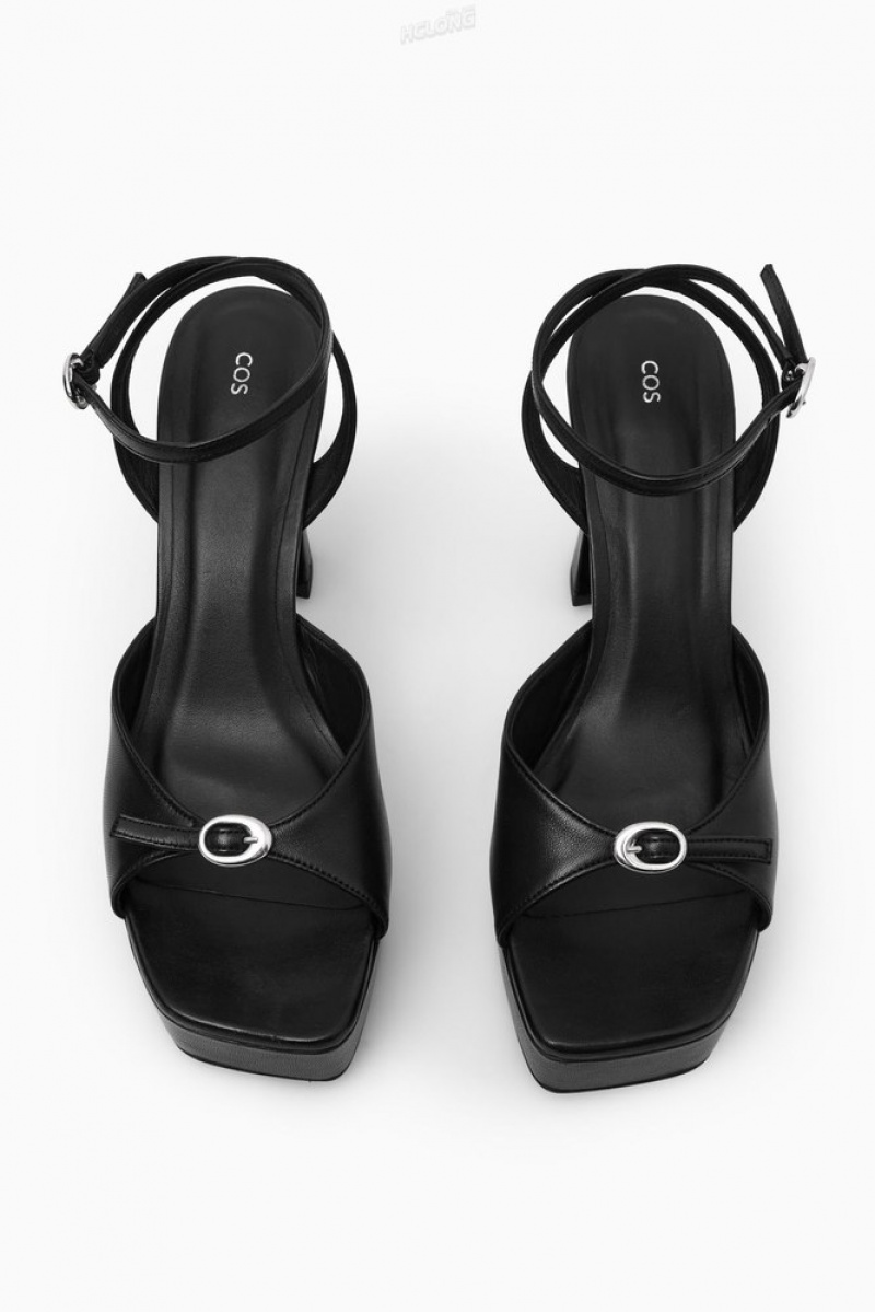 COS Buckled Platform Sandals Women's Sandals Black | KL38-M5MI