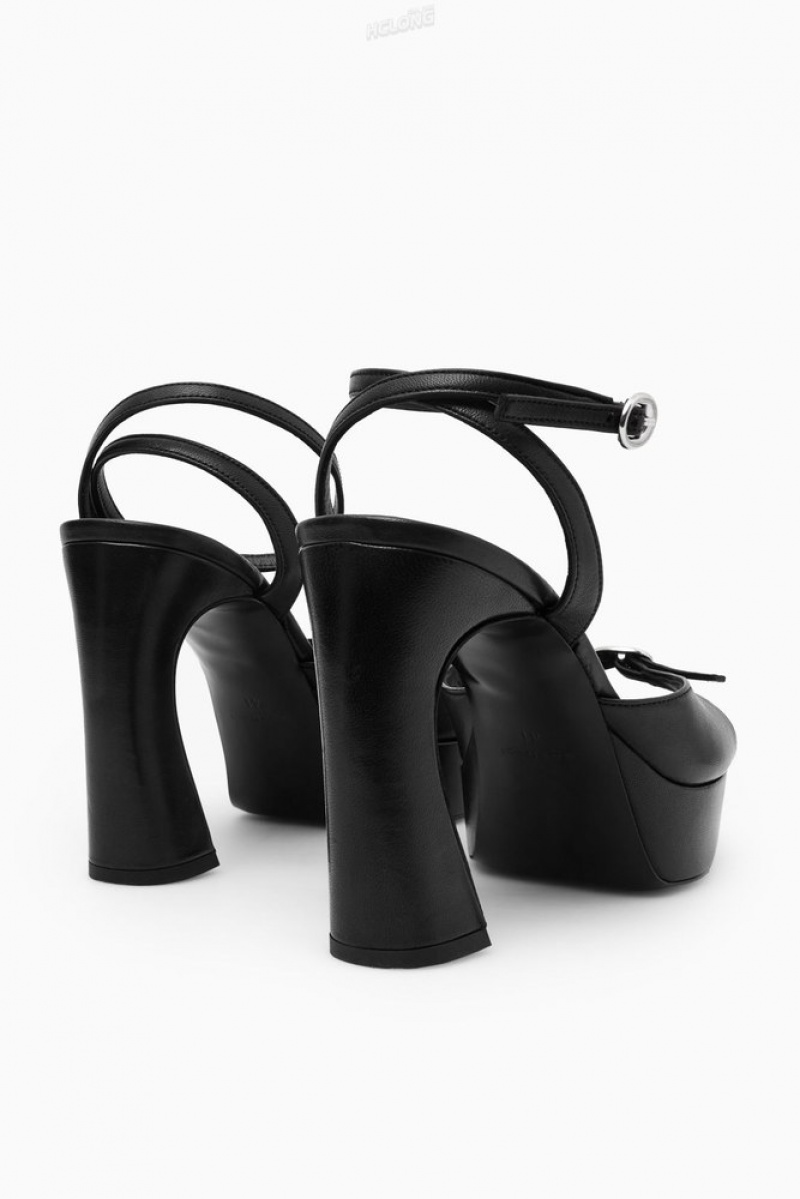 COS Buckled Platform Sandals Women's Sandals Black | KL38-M5MI