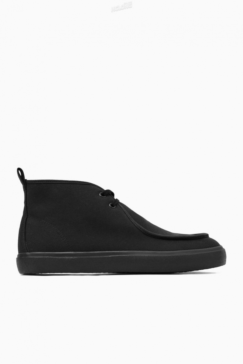 COS Canvas Chukka Boots Men's Boots Black | HI78-A0IX