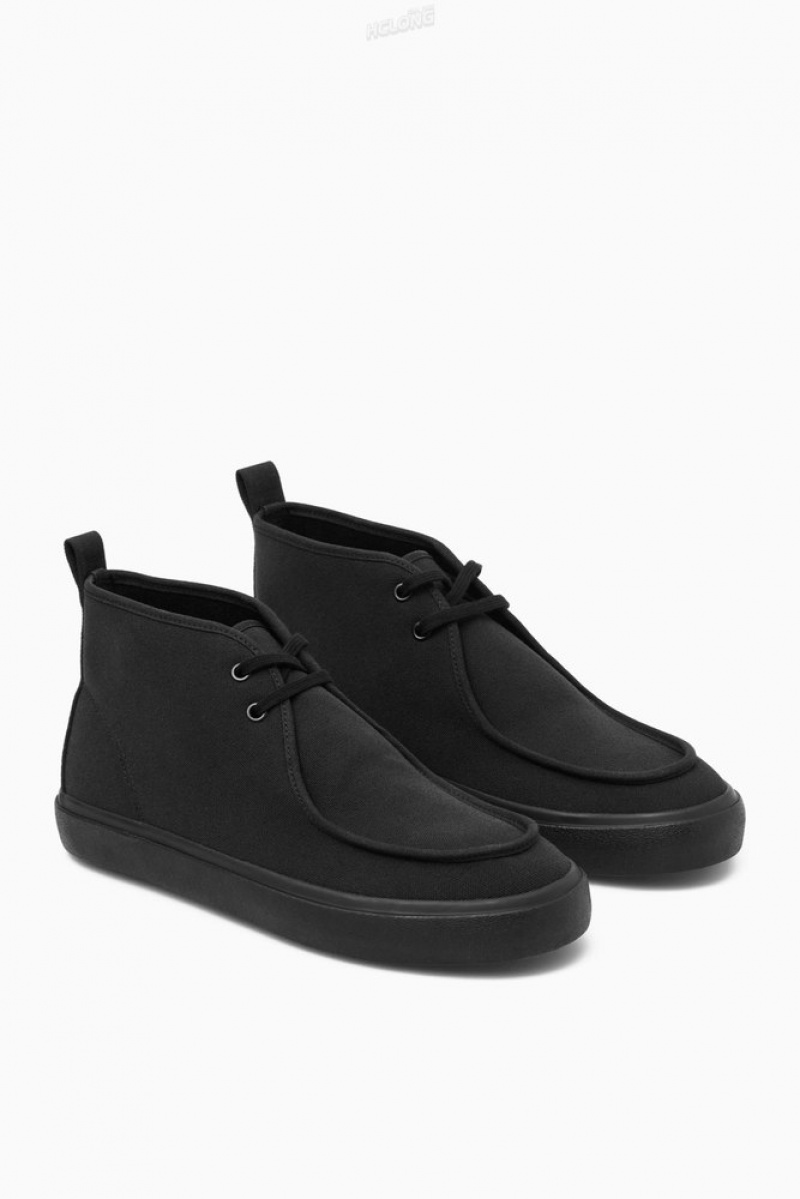 COS Canvas Chukka Boots Men's Boots Black | HI78-A0IX