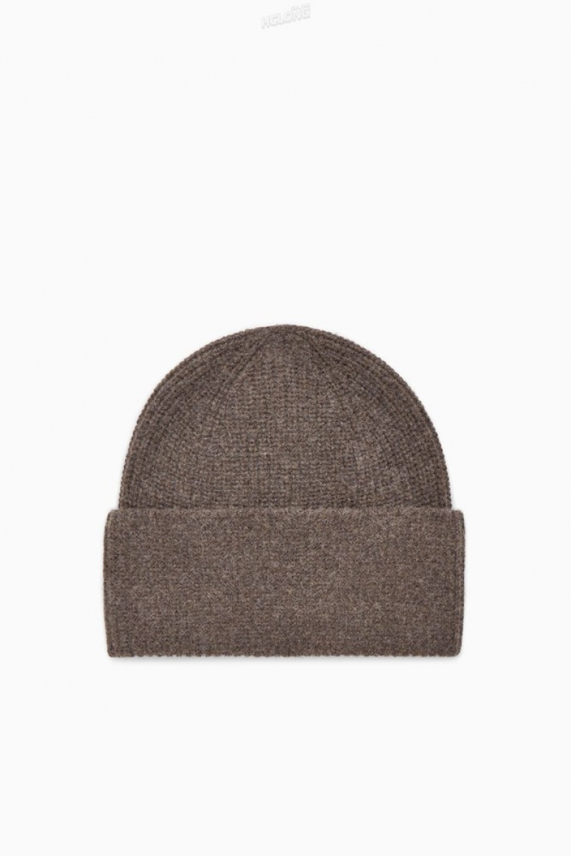 COS Cashmere-Blend Beanie Women's Hats Black | QZ84-T9EE