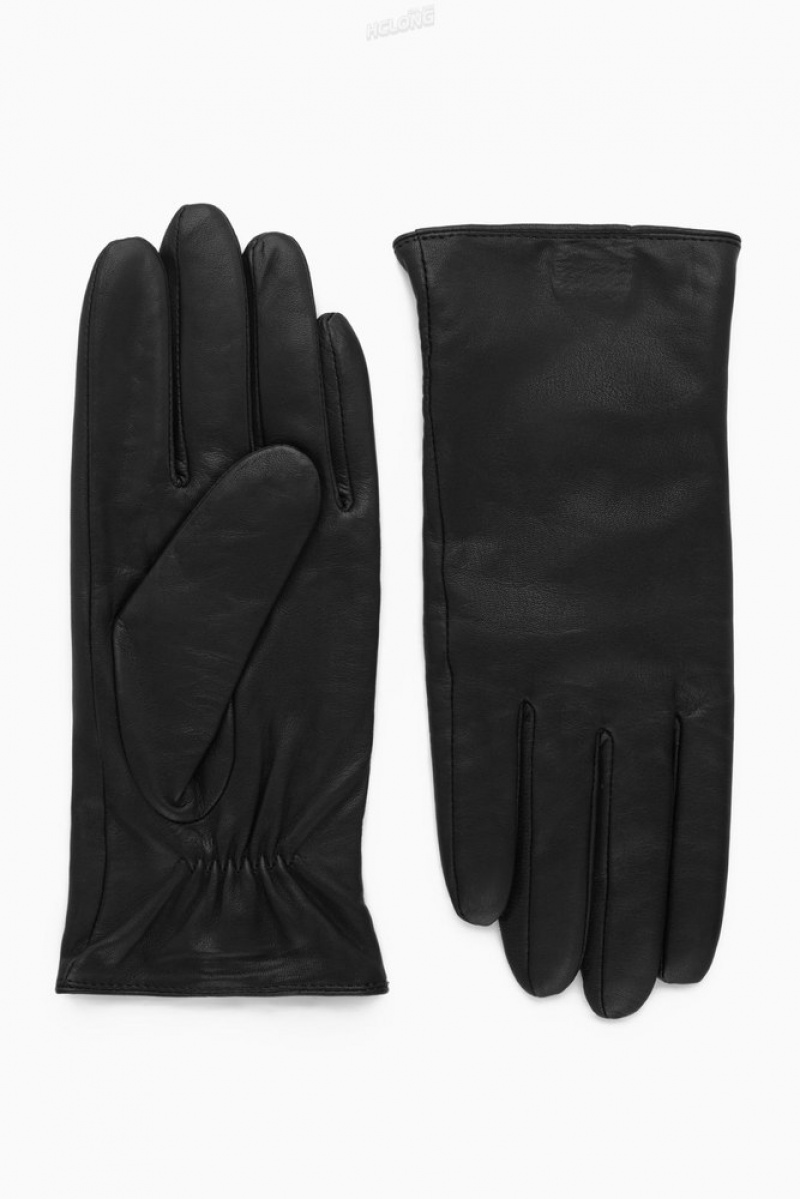 COS Cashmere-Lined Leather Gloves Women's Gloves Black | UI53-Z6XB