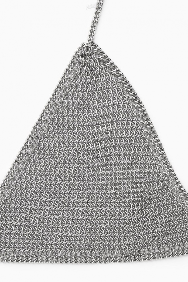 COS Chainmail Triangle Bra Women's Underwear Silver | FS55-F0XC