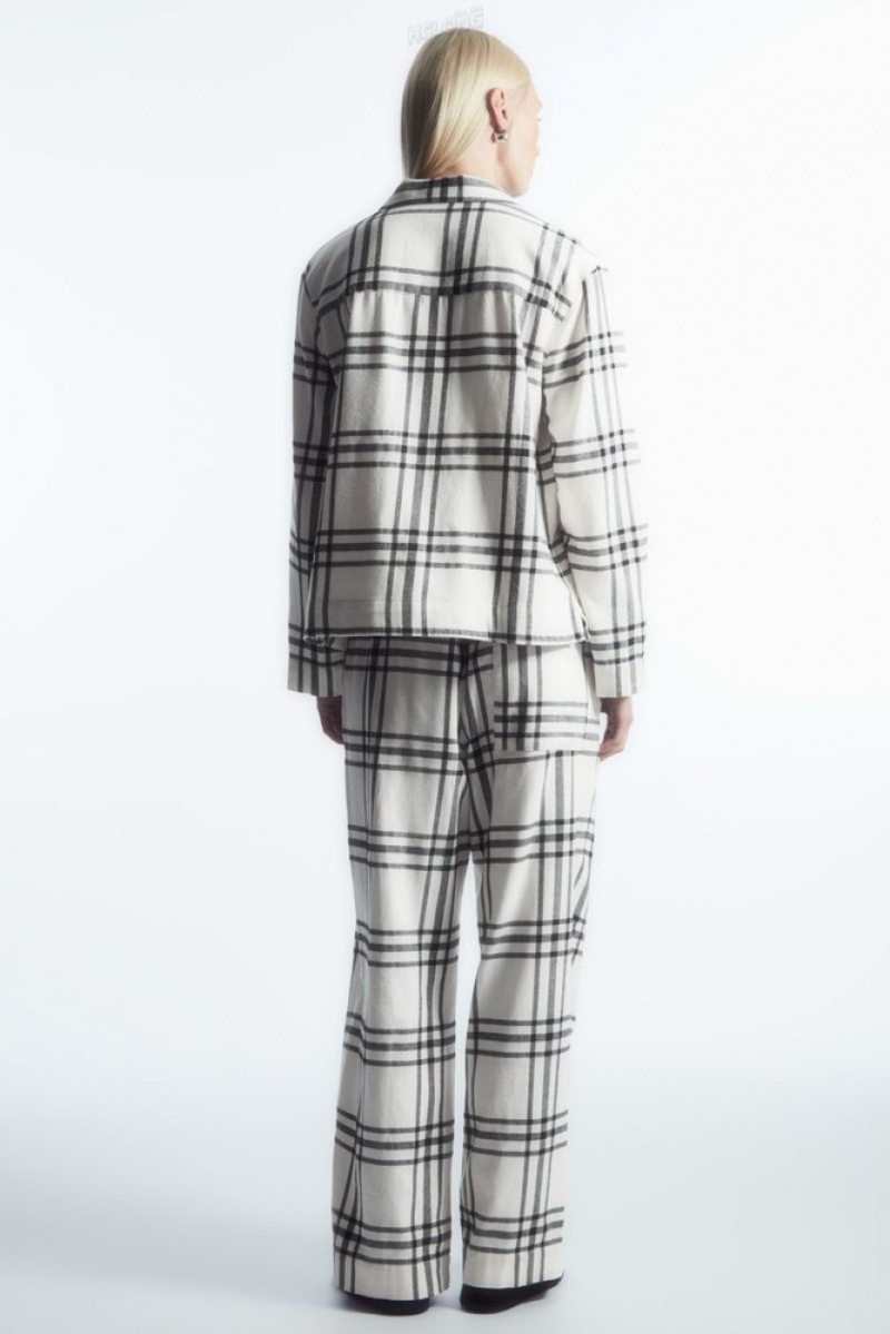 COS Checked Flannel Pajama Set Women's Loungewear White / Black / Checked | HY64-G2PY