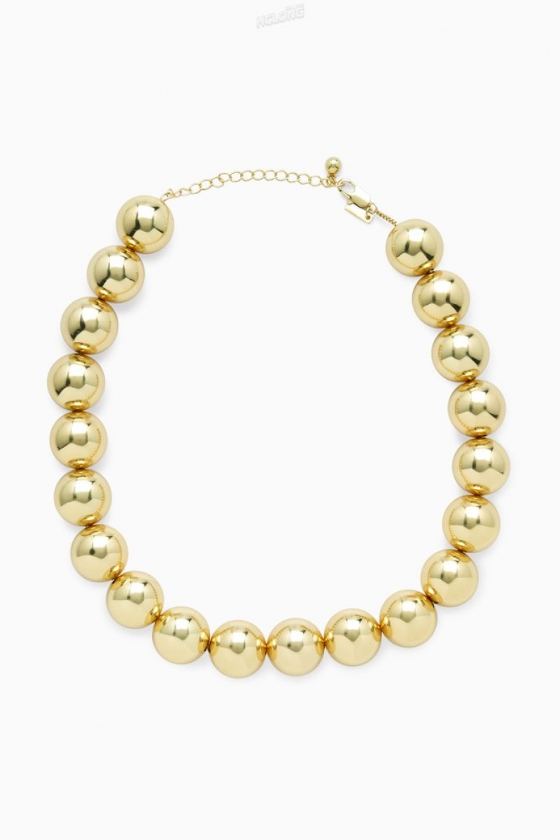 COS Chunky Beaded Necklace Women's Jewelry & Jewellery Gold | JG12-K0GM