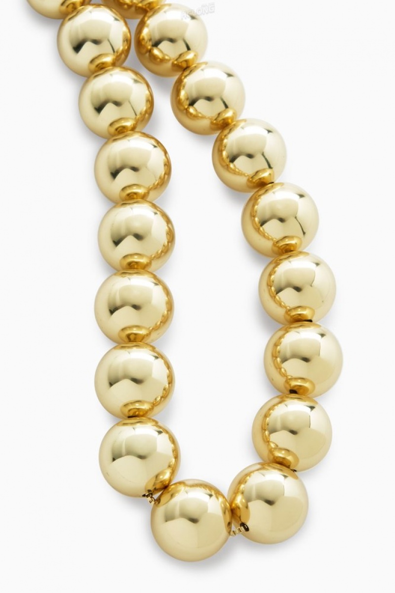 COS Chunky Beaded Necklace Women's Jewelry & Jewellery Gold | JG12-K0GM