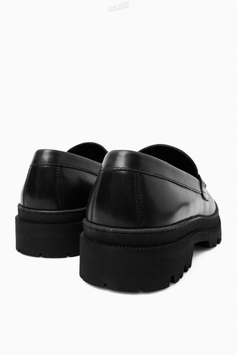 COS Chunky Leather Loafers Men's Loafers Black | XY61-S6NL