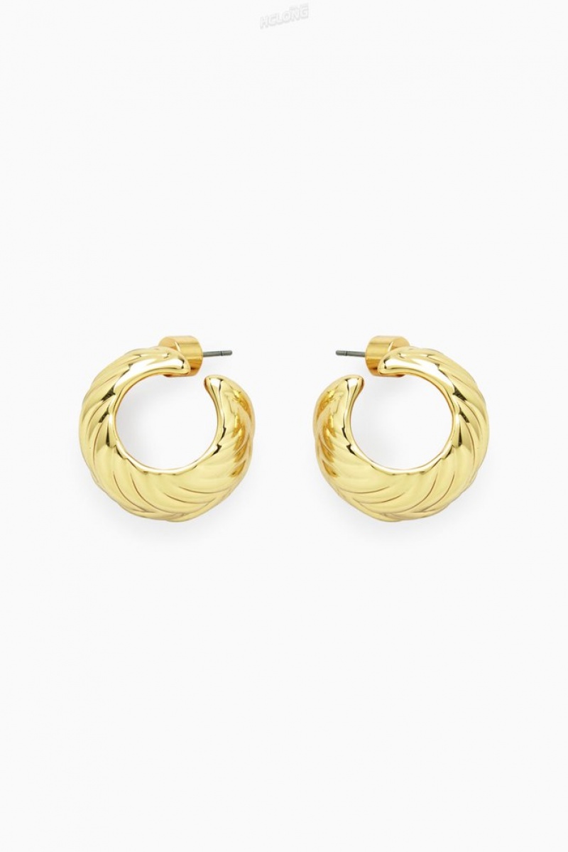 COS Chunky Plait Hoop Earrings Women's Jewelry & Jewellery Gold | QD87-G1YL