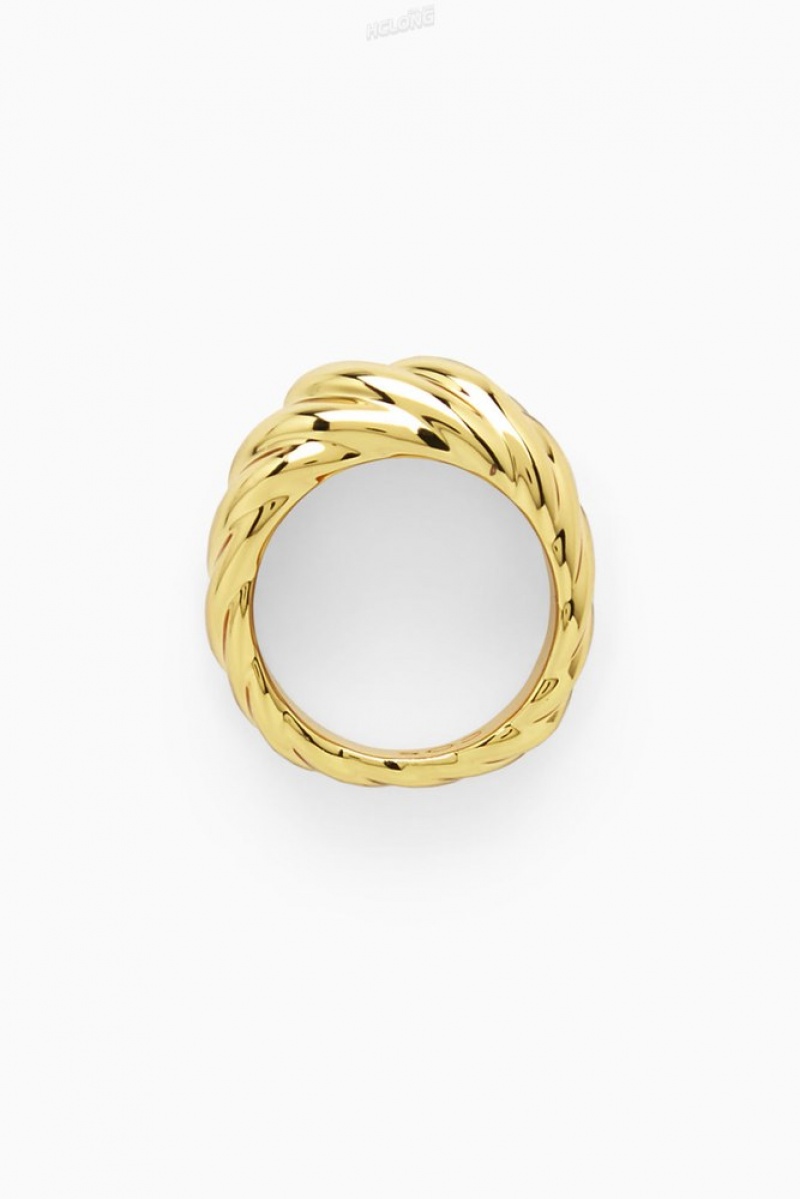 COS Chunky Plait Ring Women's Jewelry & Jewellery Gold | GD58-K7VP