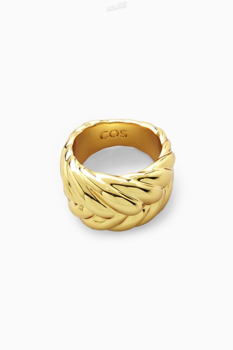 COS Chunky Plait Ring Women's Jewelry & Jewellery Gold | GD58-K7VP