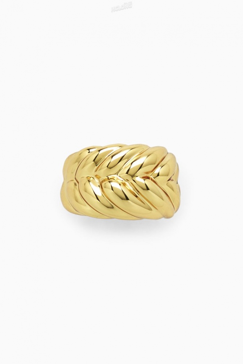 COS Chunky Plait Ring Women's Jewelry & Jewellery Gold | GD58-K7VP