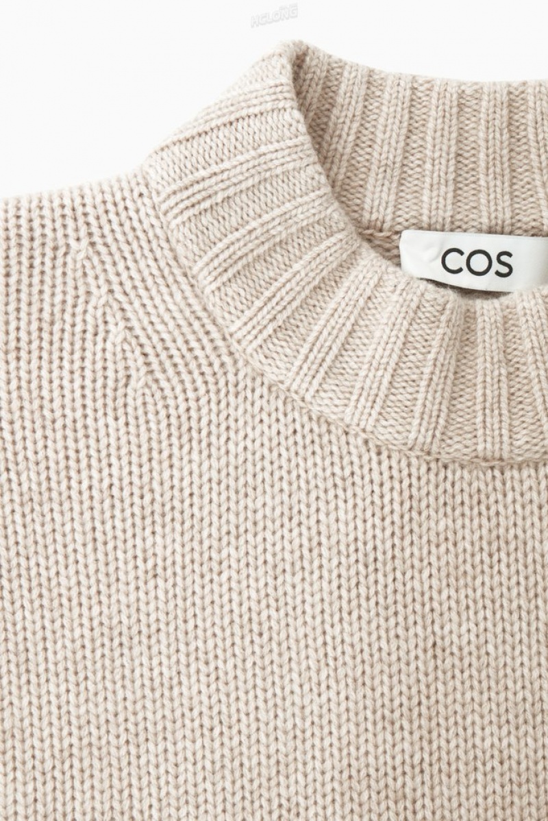 COS Chunky Pure Cashmere Crew-Neck Jumper Women's Sweaters & Cardigans Bright Orange | DM18-F1MU