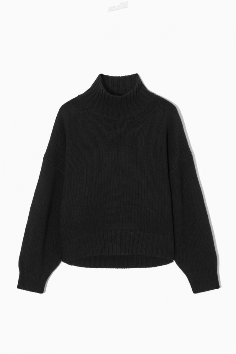 COS Chunky Pure Cashmere Turtleneck Sweater Women's Sweaters & Cardigans Black | AL30-V3OX