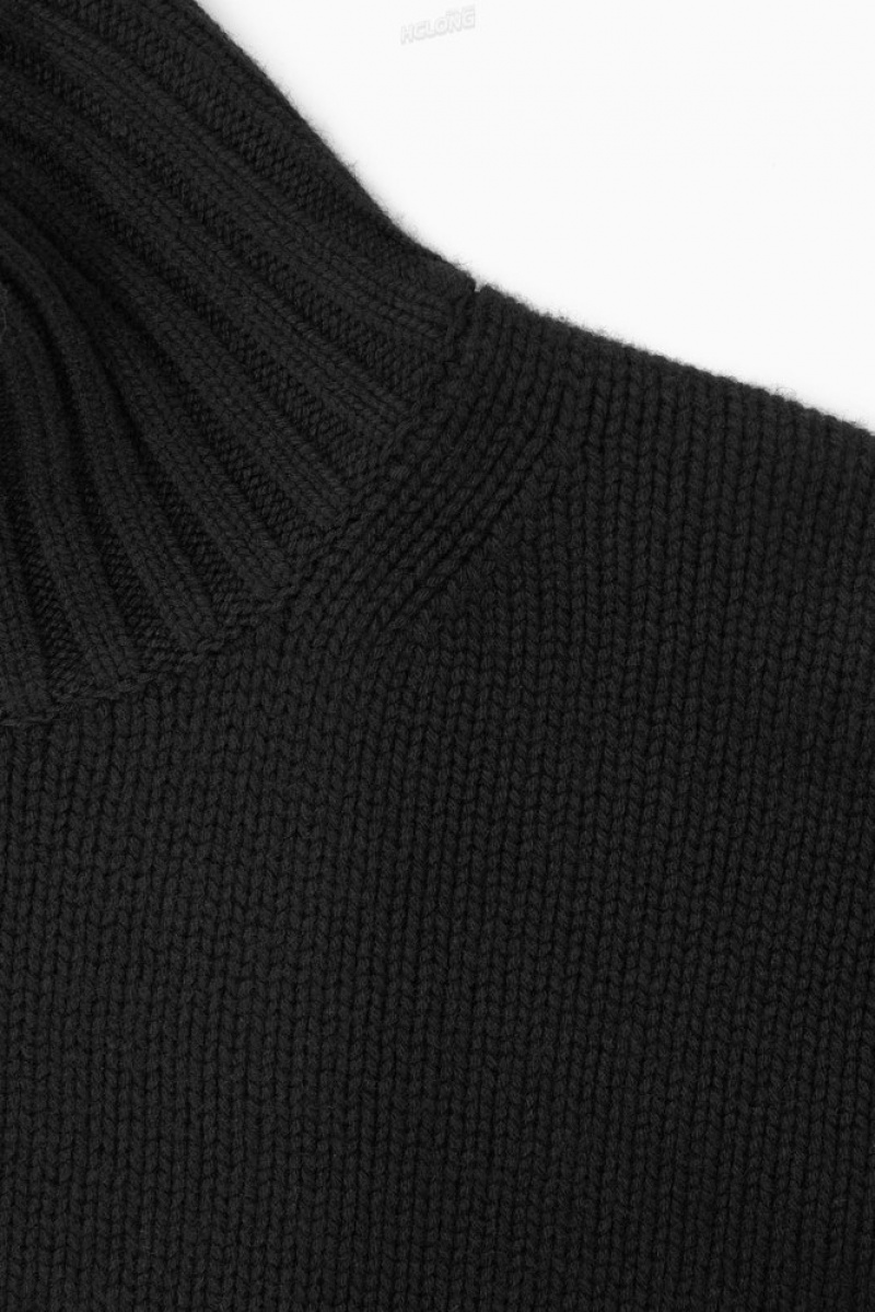 COS Chunky Pure Cashmere Turtleneck Sweater Women's Sweaters & Cardigans Black | AL30-V3OX