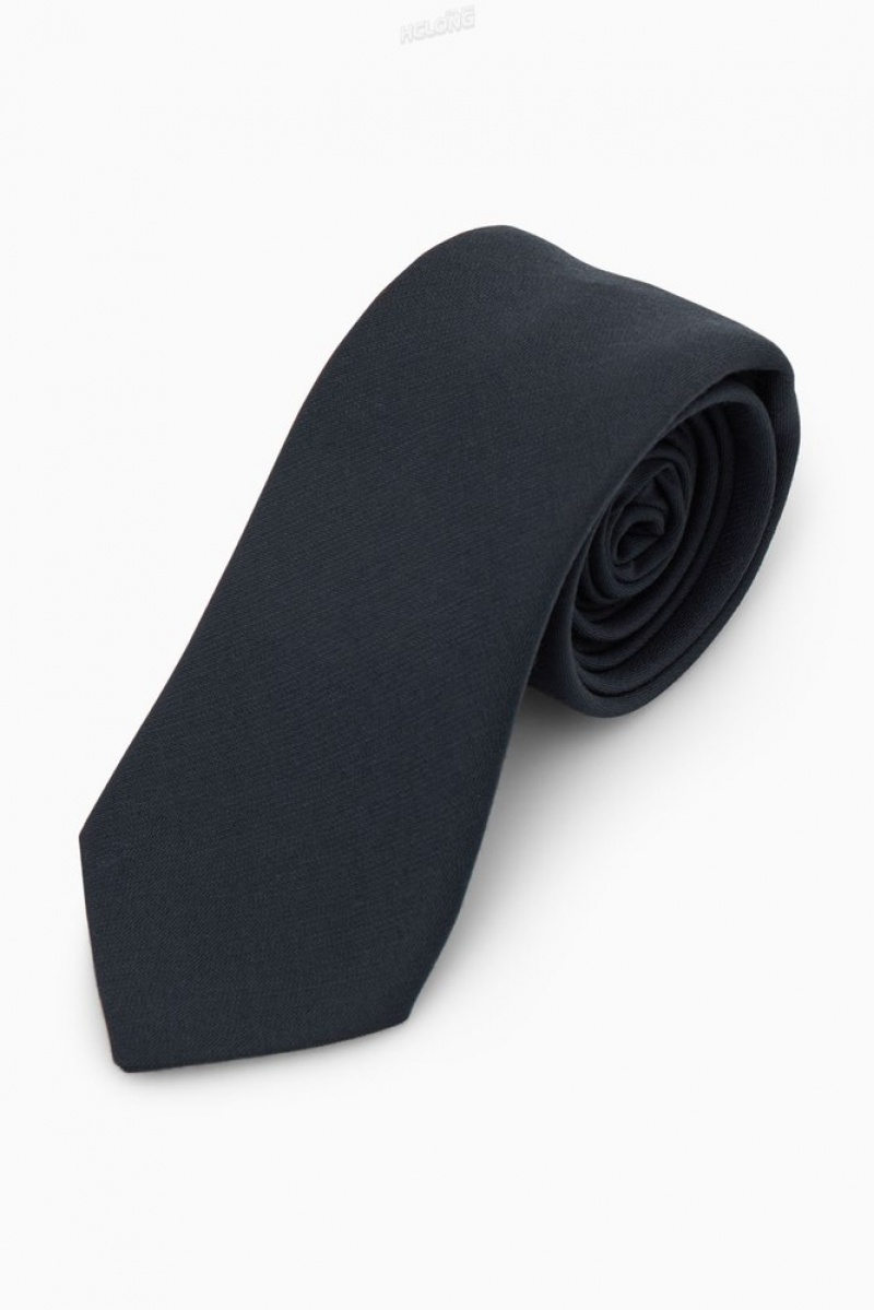 COS Classic Tie Men's Ties Navy | JH20-D9VQ