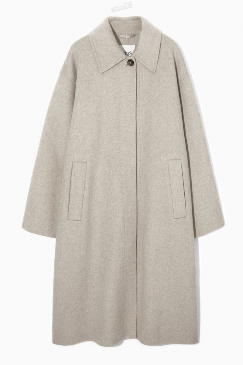 COS Collared Double-Faced Wool Coat Women's Coats & Jackets Light Beige MéLange | YO50-E5GX