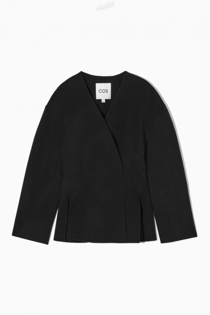 COS Collarless Double-Faced Wool Blazer Women's Blazers & Tailoring Black | OJ82-D4NY