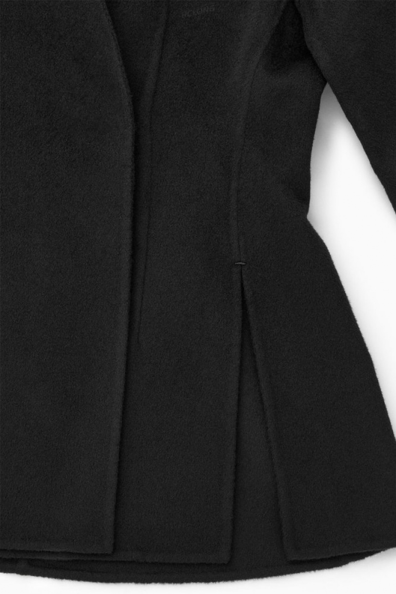 COS Collarless Double-Faced Wool Blazer Women's Blazers & Tailoring Black | OJ82-D4NY