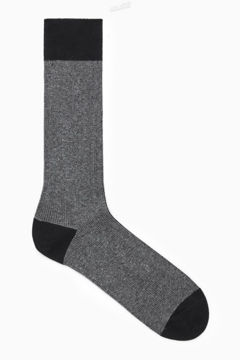 COS Colour-Block Mercerised Cotton Socks Men's Socks Black | XL13-E1AU