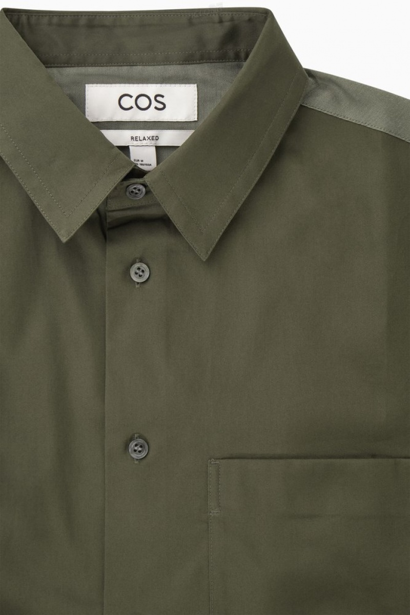 COS Colour-Block Tailored Shirt - Relaxed Men's Shirts Light Blue / Teal | EP49-R5EO